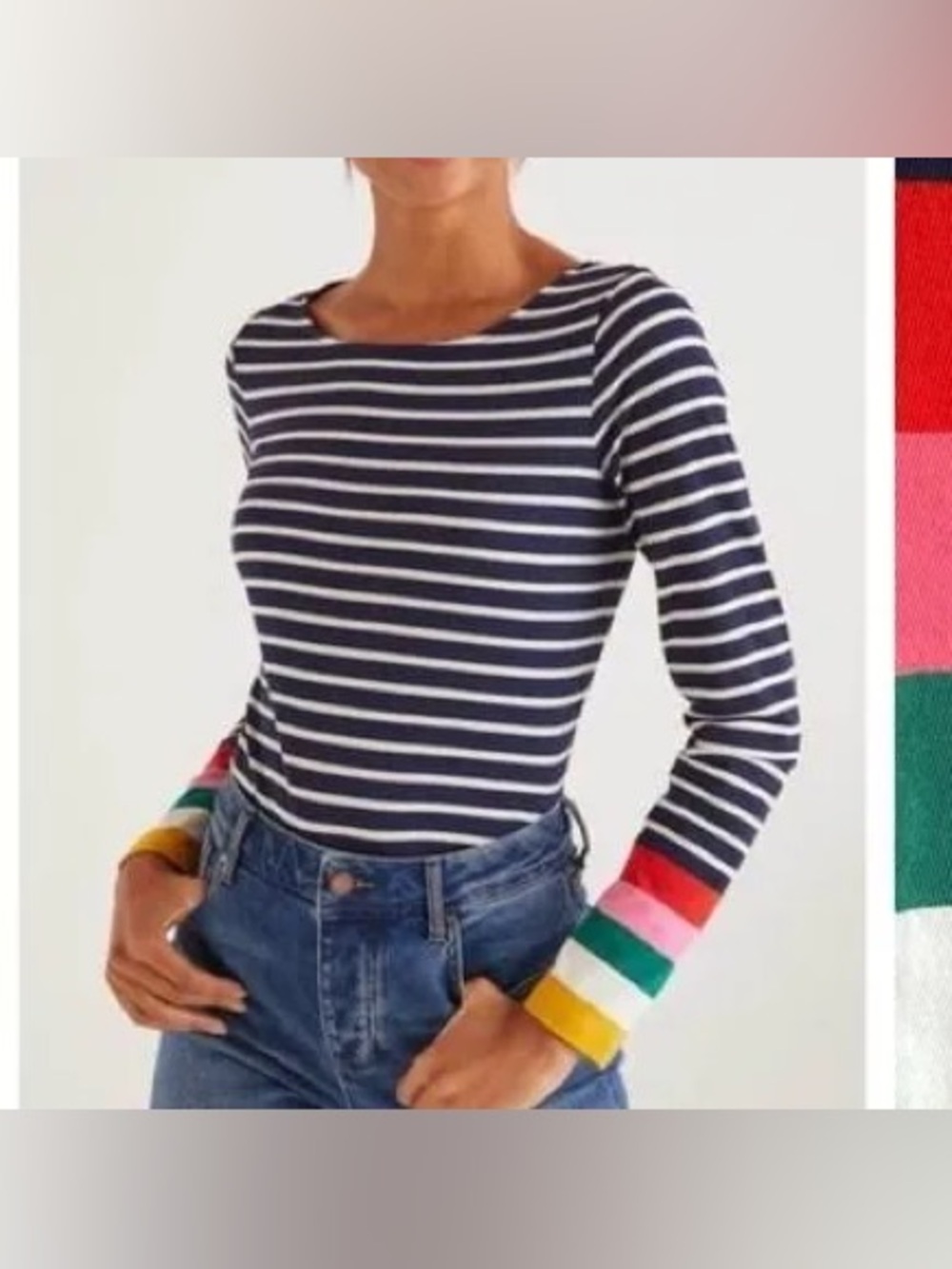 Boden Ella Long Sleeve
Breton top Size 8 Rainbow Sleeves